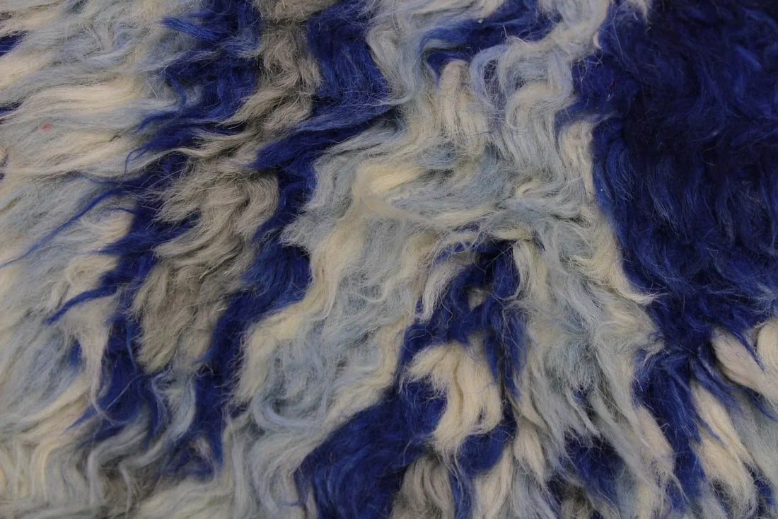 1990s Modern Bauhaus Moroccan Blue Wool Rug - 8' * 10'3'' - 7