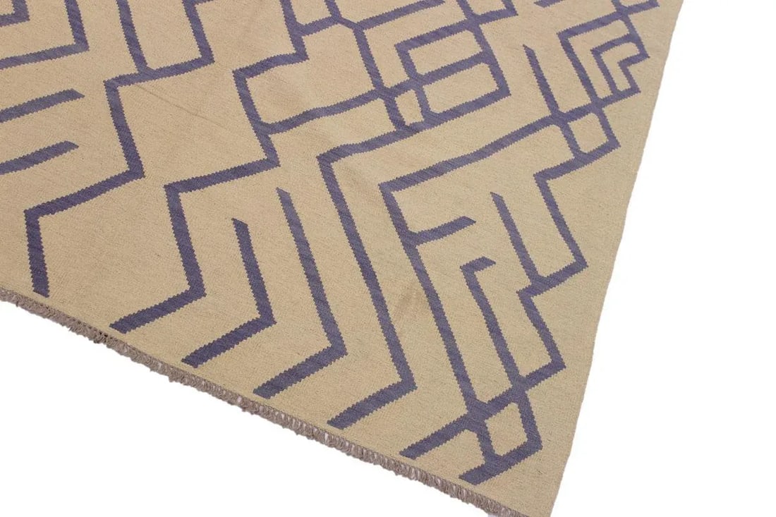 Bauhaus Hand-Woven Kilim Wool Rug - 6'8 X 9'6 - 3