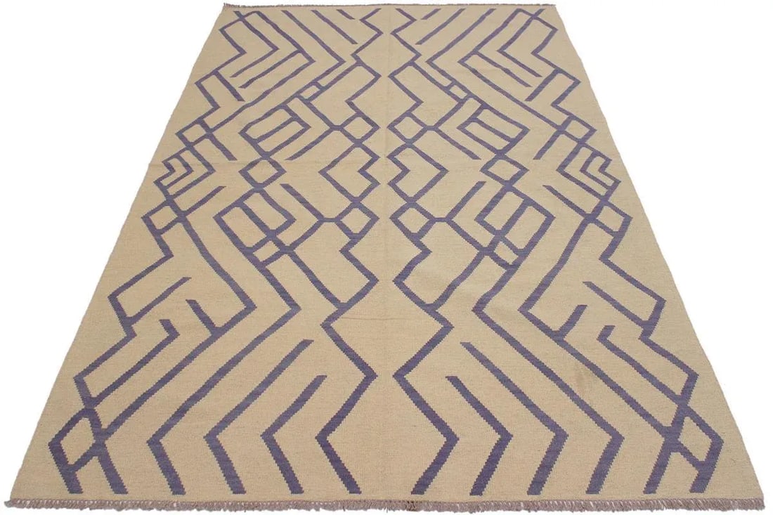 Bauhaus Hand-Woven Kilim Wool Rug - 6'8 X 9'6 - 5