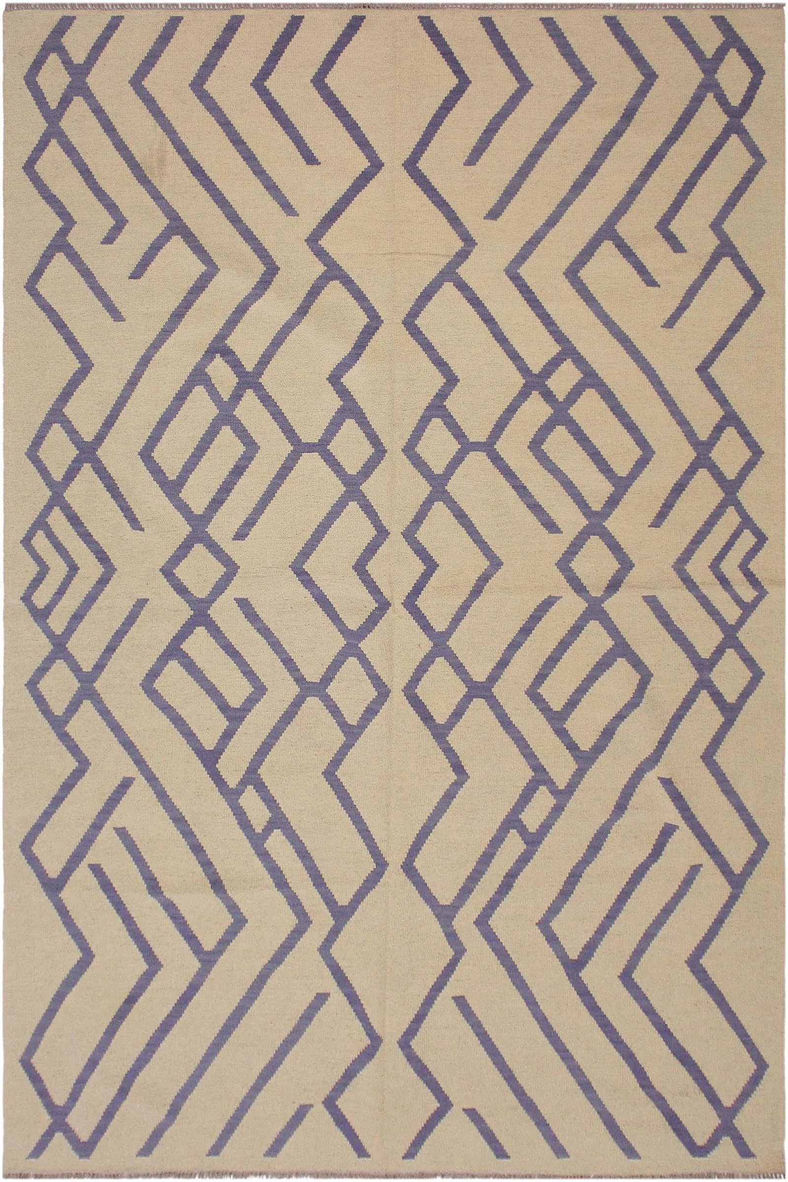 Bauhaus Hand-Woven Kilim Wool Rug - 6'8 X 9'6 - 8