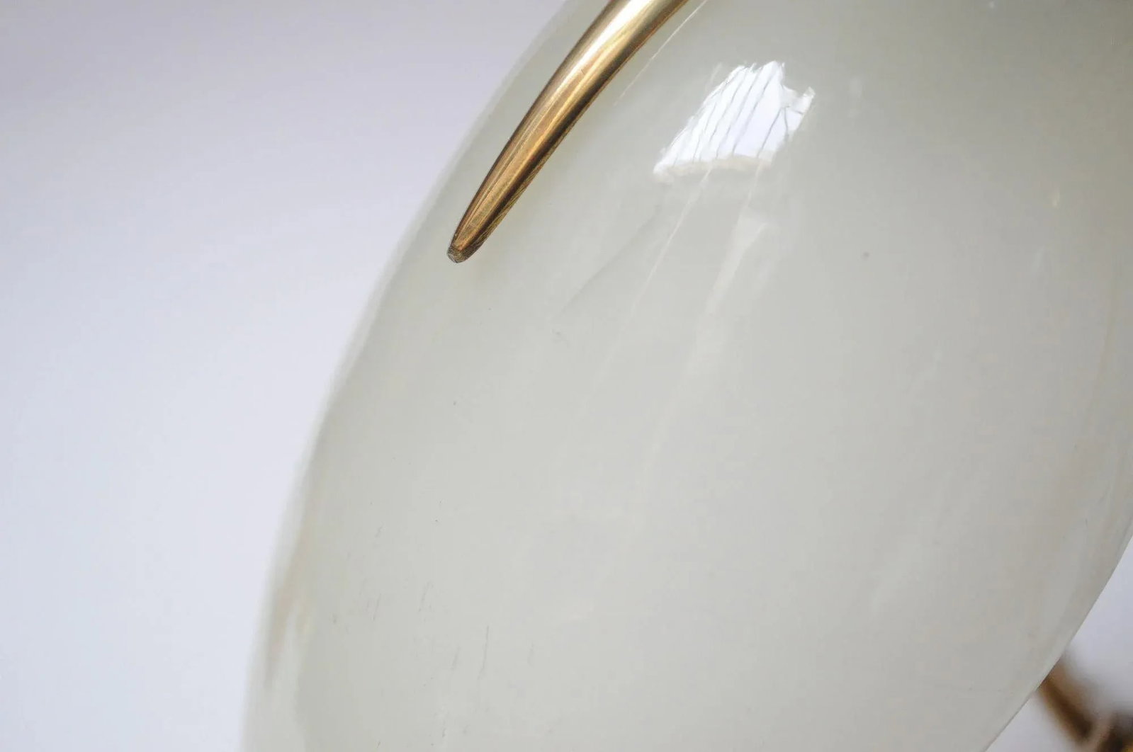 Pair of Petite Brass and Glass Tripod Bedside / Table Lamps by Oscar Torlasco - 9