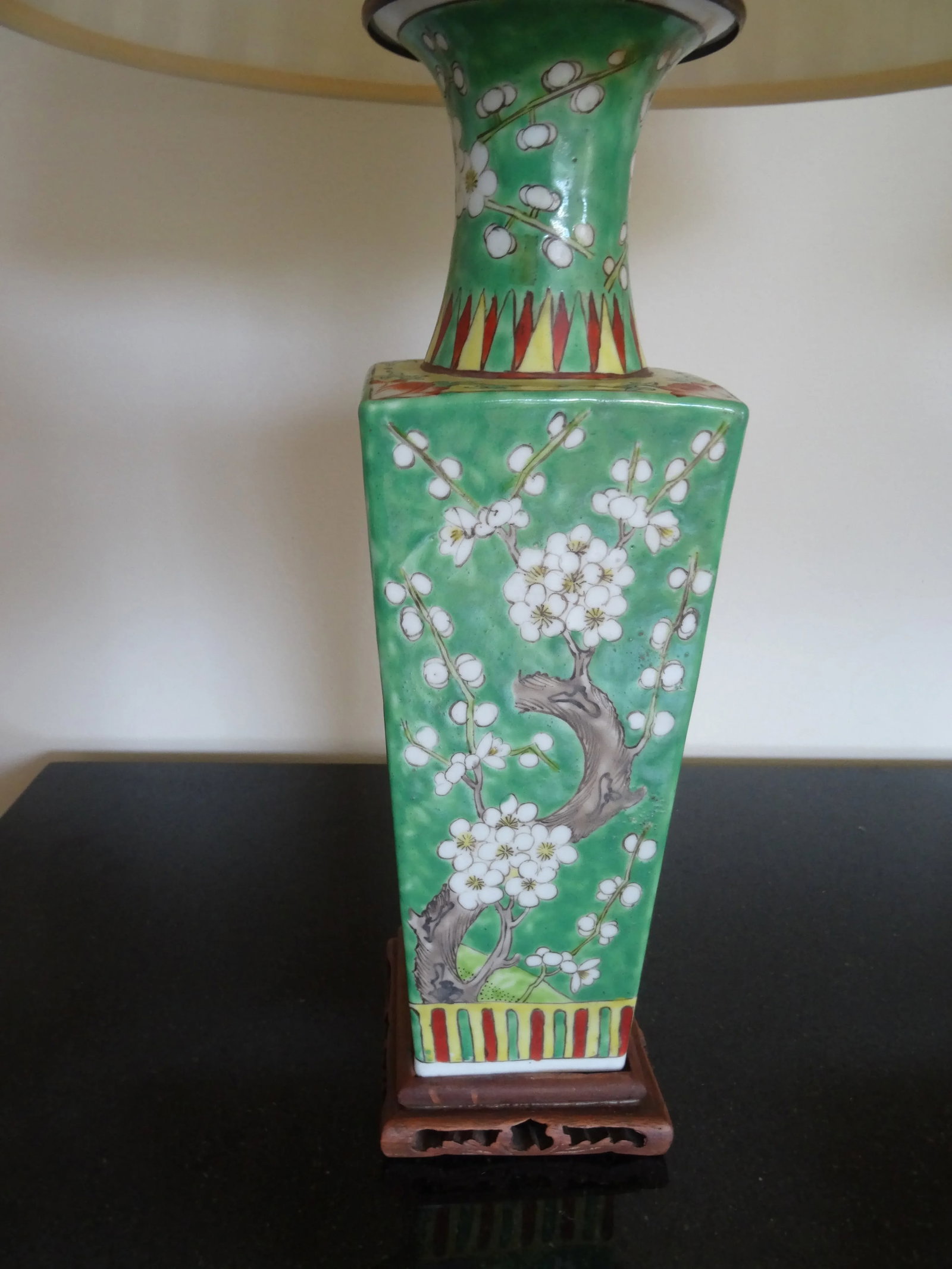 Vintage Famille Verte Chinese Lamps - a Pair - 3