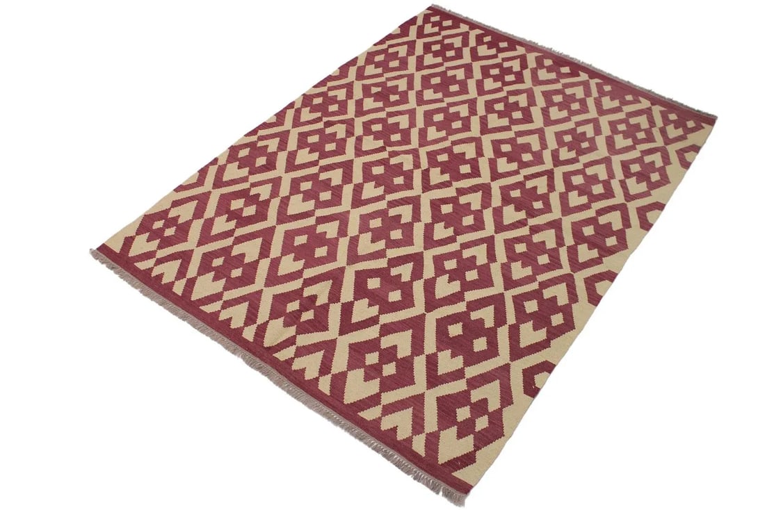 Modern Abstract Kilim Hand-Woven Wool Rug -5'11'' * 8'4'' - 3