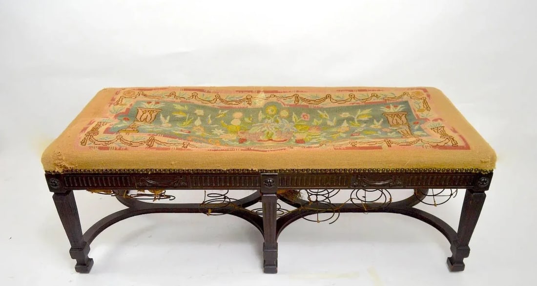 Neoclassic Adam Federal Style Window Bench as Found - 3