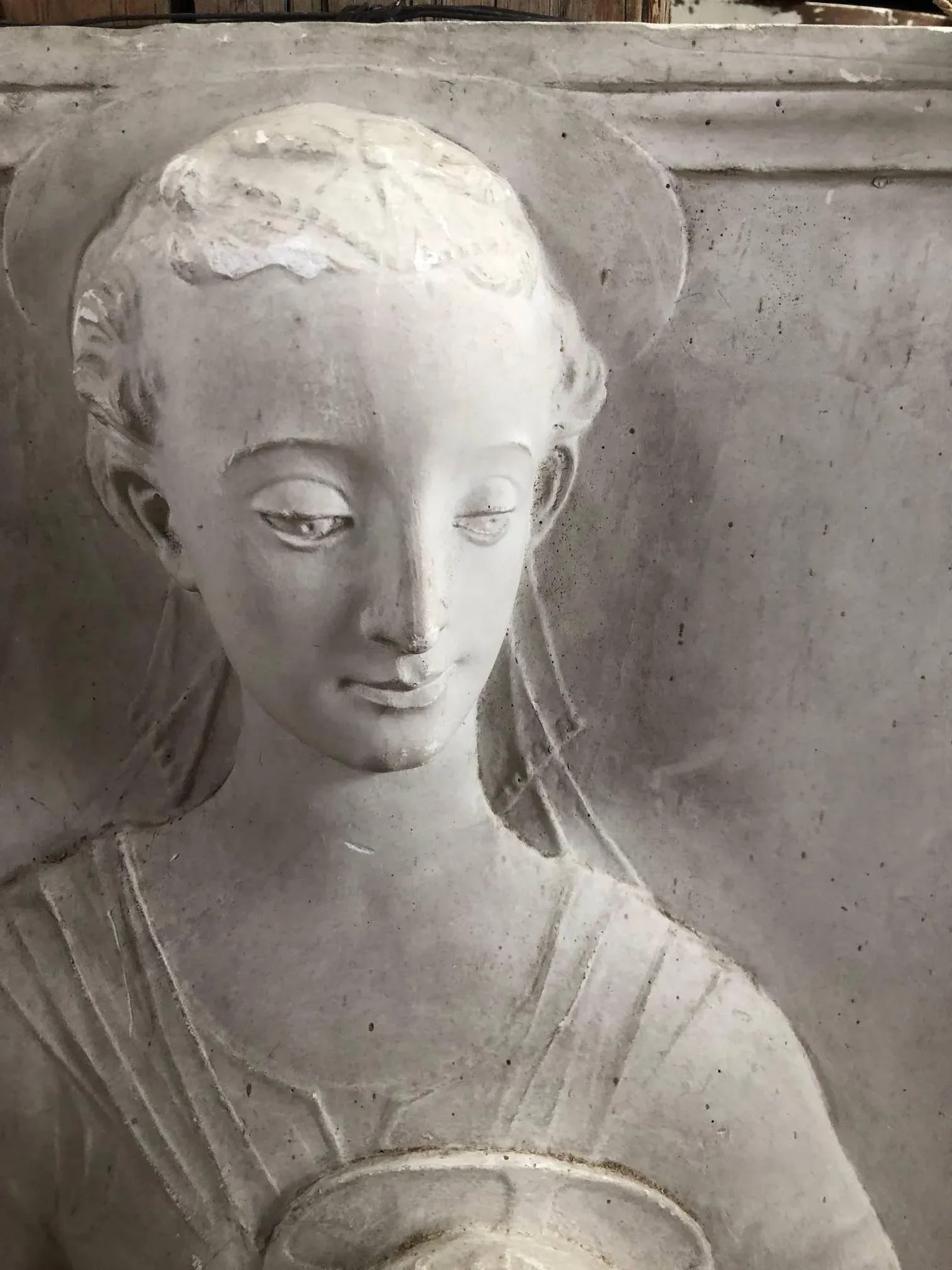 Antique Madonna and Child Bas Relief From Belgian Castle - 2