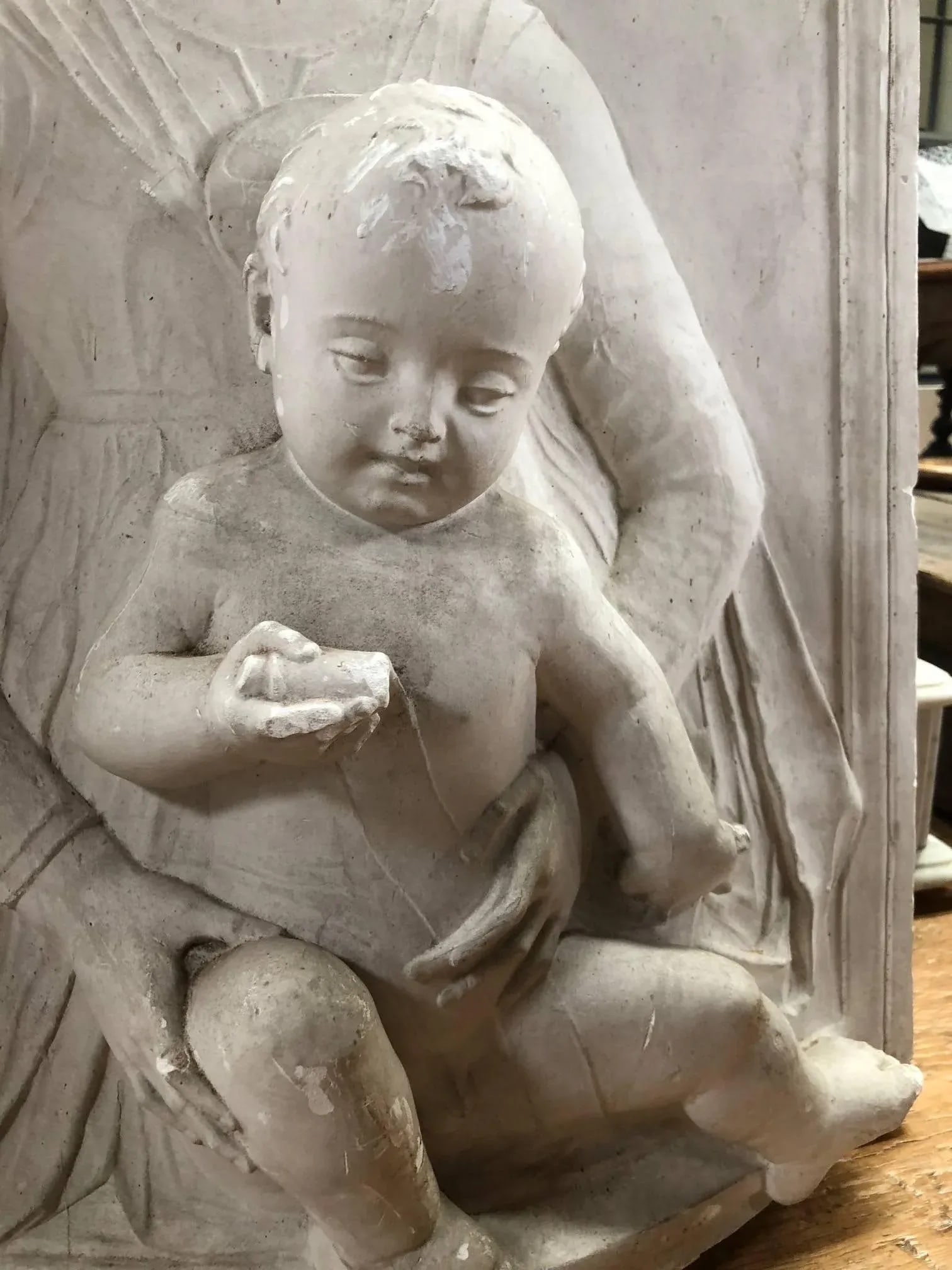 Antique Madonna and Child Bas Relief From Belgian Castle - 3