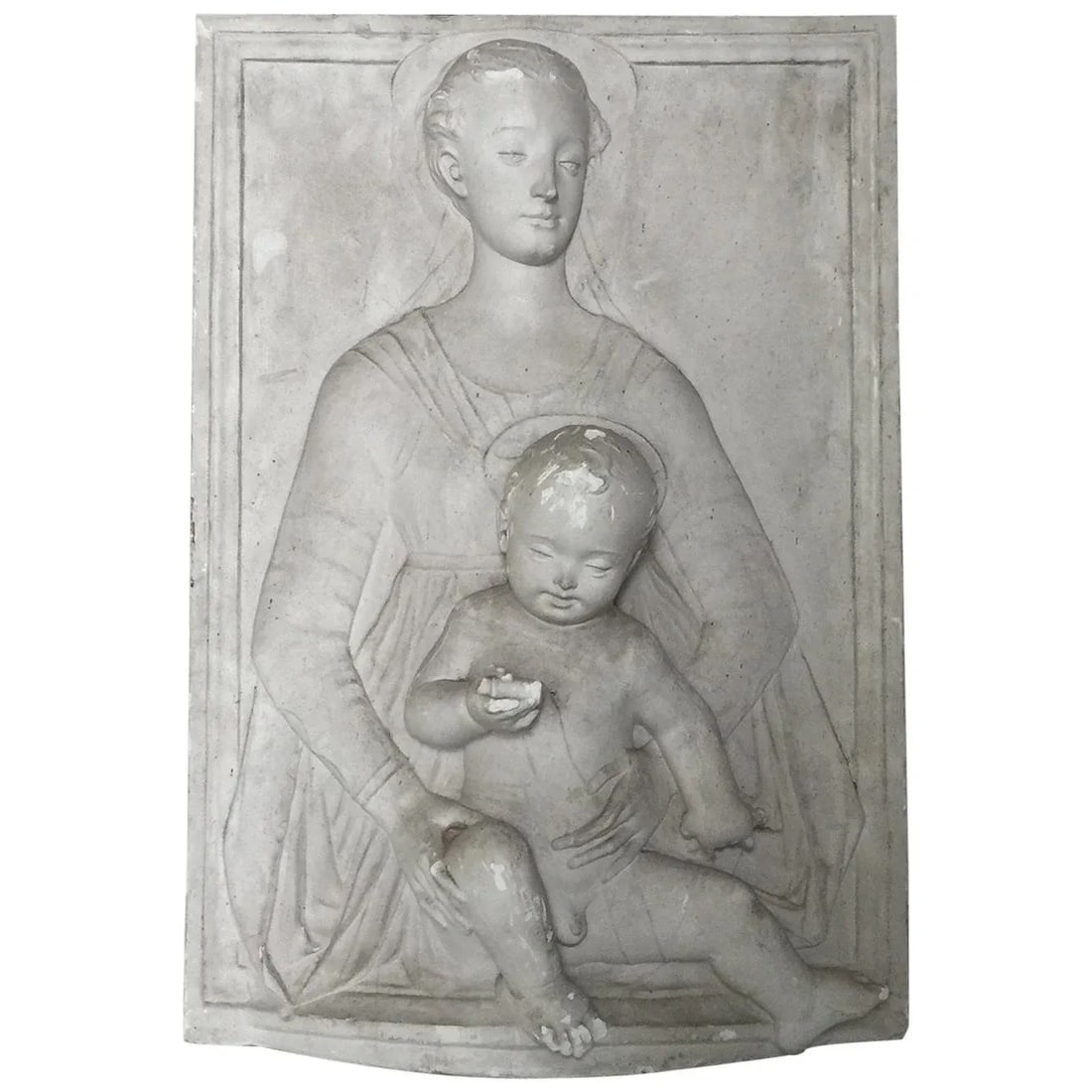 Antique Madonna and Child Bas Relief From Belgian Castle - 5
