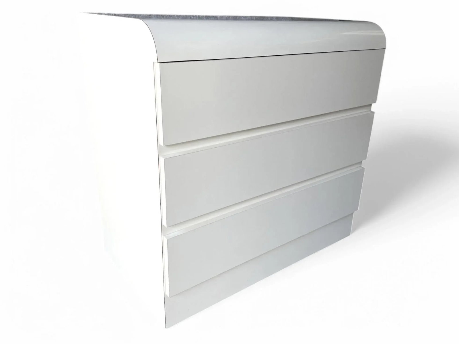 Pair of Vintage 1980s Postmodern Waterfall Dressers in Ivory Laminate - Restored 3-Drawer Cabinets - 3
