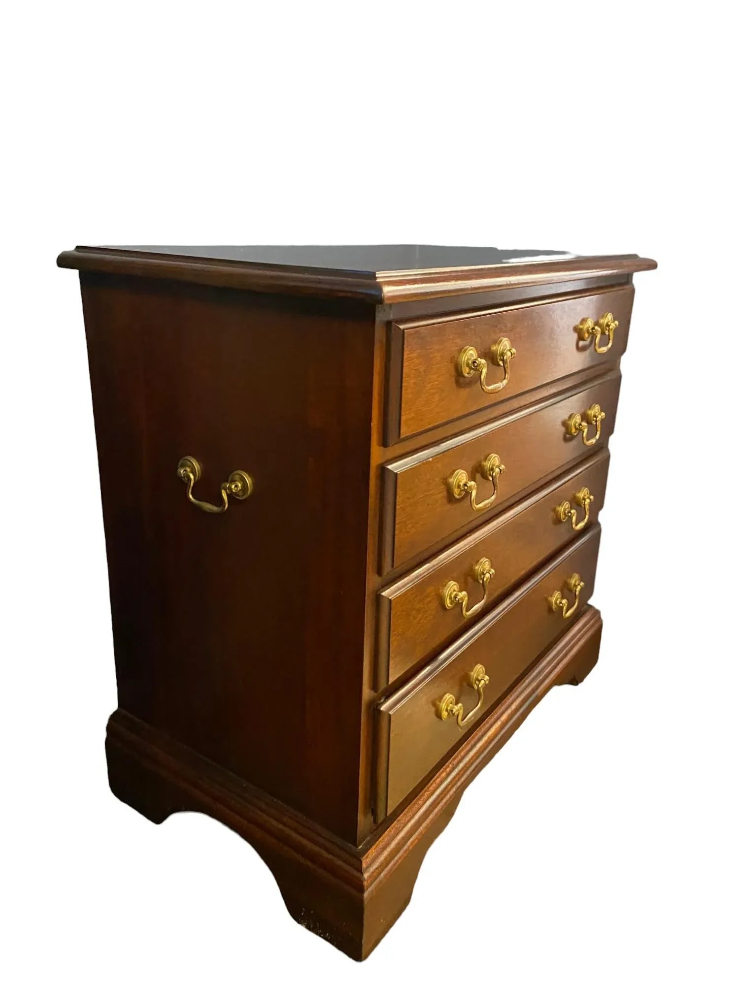 Chippendale 4-Drawer Mahogany Bedside Chest of Drawers - 2
