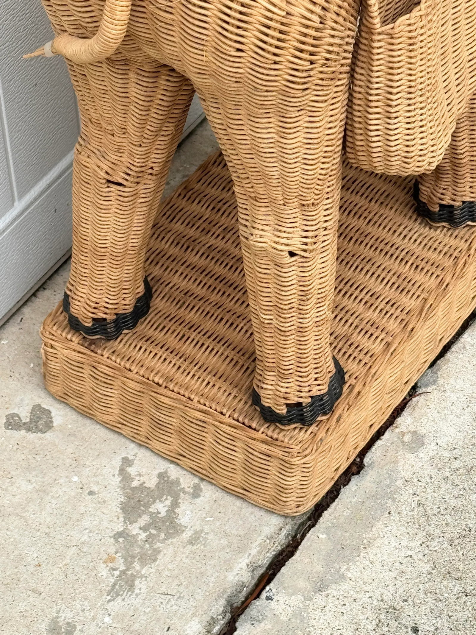 Vintage Wicker Camel Garden Stool - 11