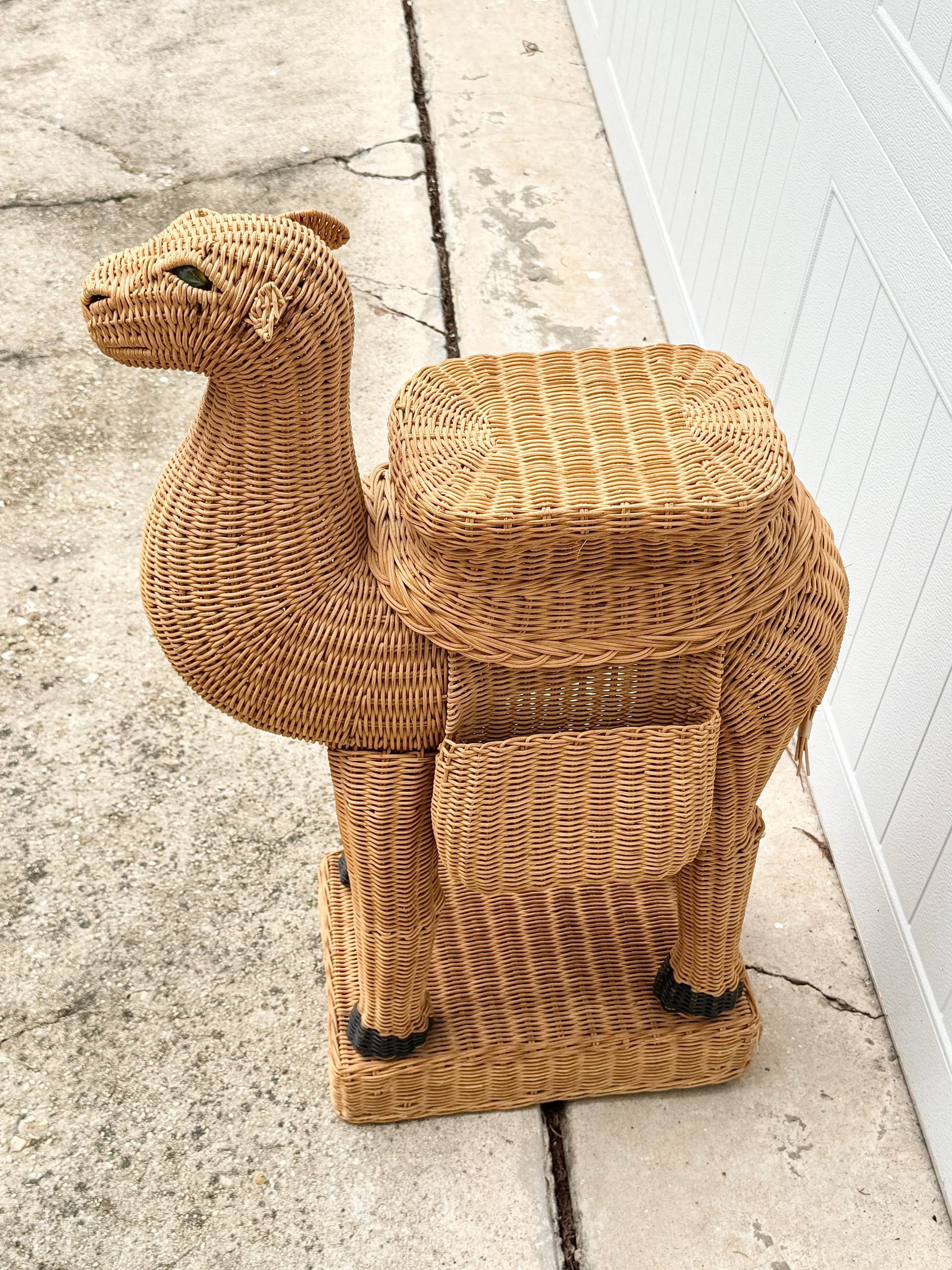Vintage Wicker Camel Garden Stool - 3