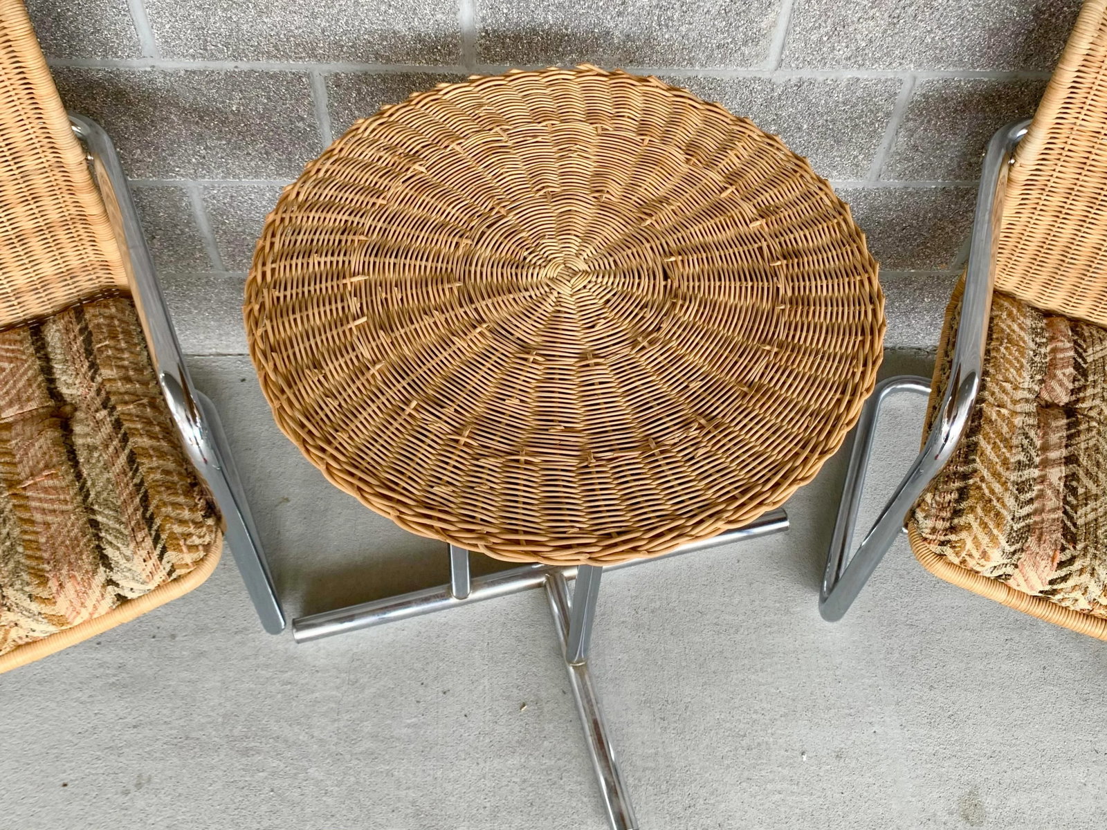 1970's Harvey Probber Style Wicker and Chrome Dining Table - 5