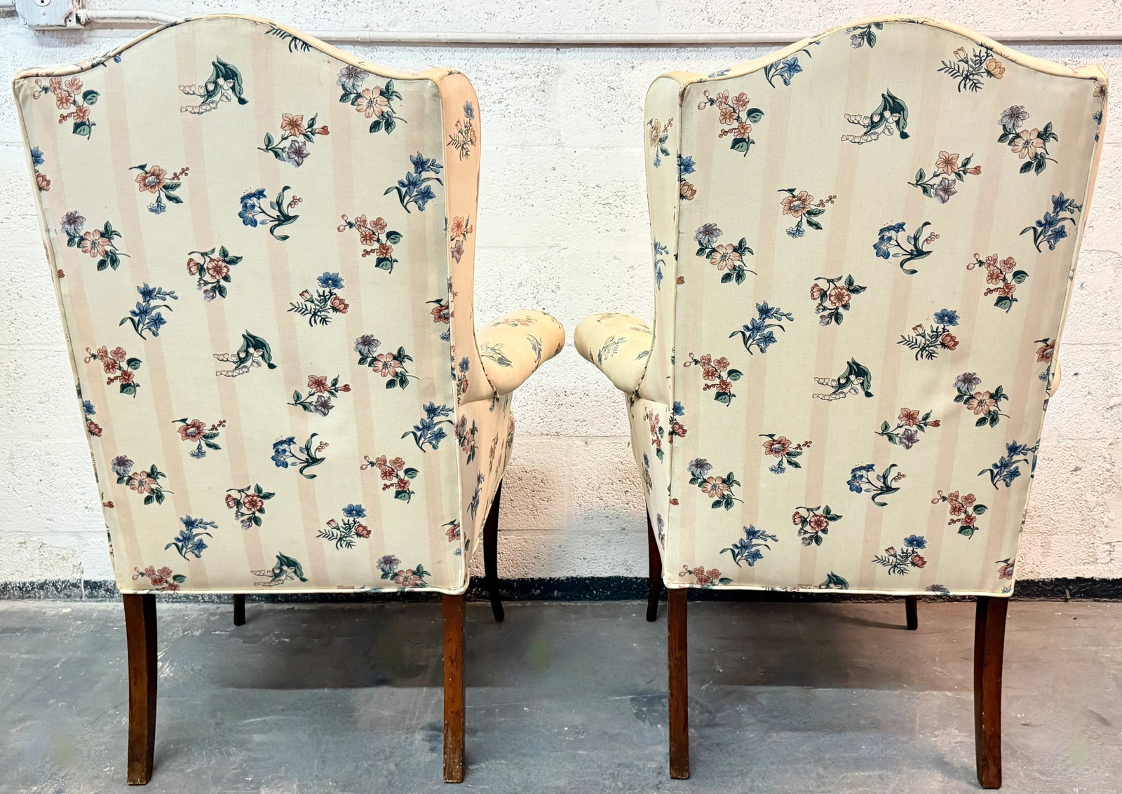 English Traditional Style Wingback Chairs From 60's/a Pair - 4