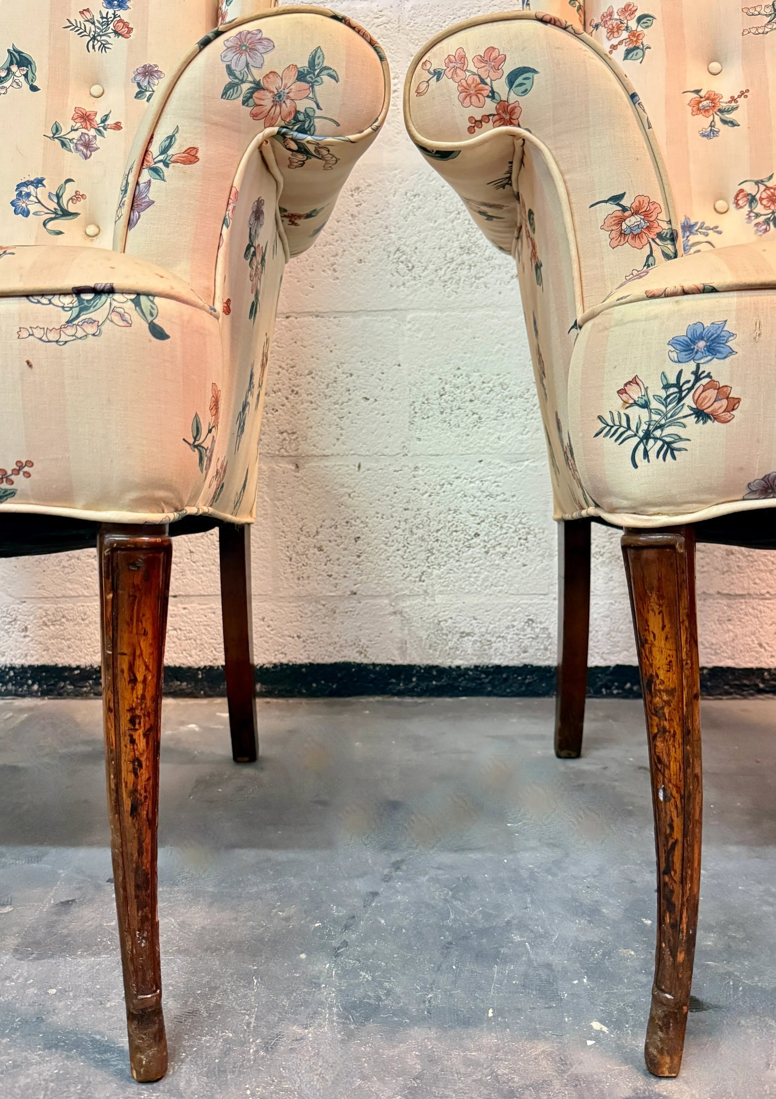 English Traditional Style Wingback Chairs From 60's/a Pair - 5