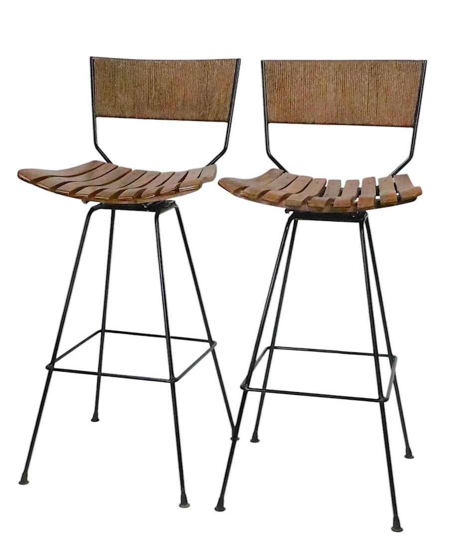 Pr. Mid Century Umanoff for Raymor Swivel Bar Stools C. 1960's - 11