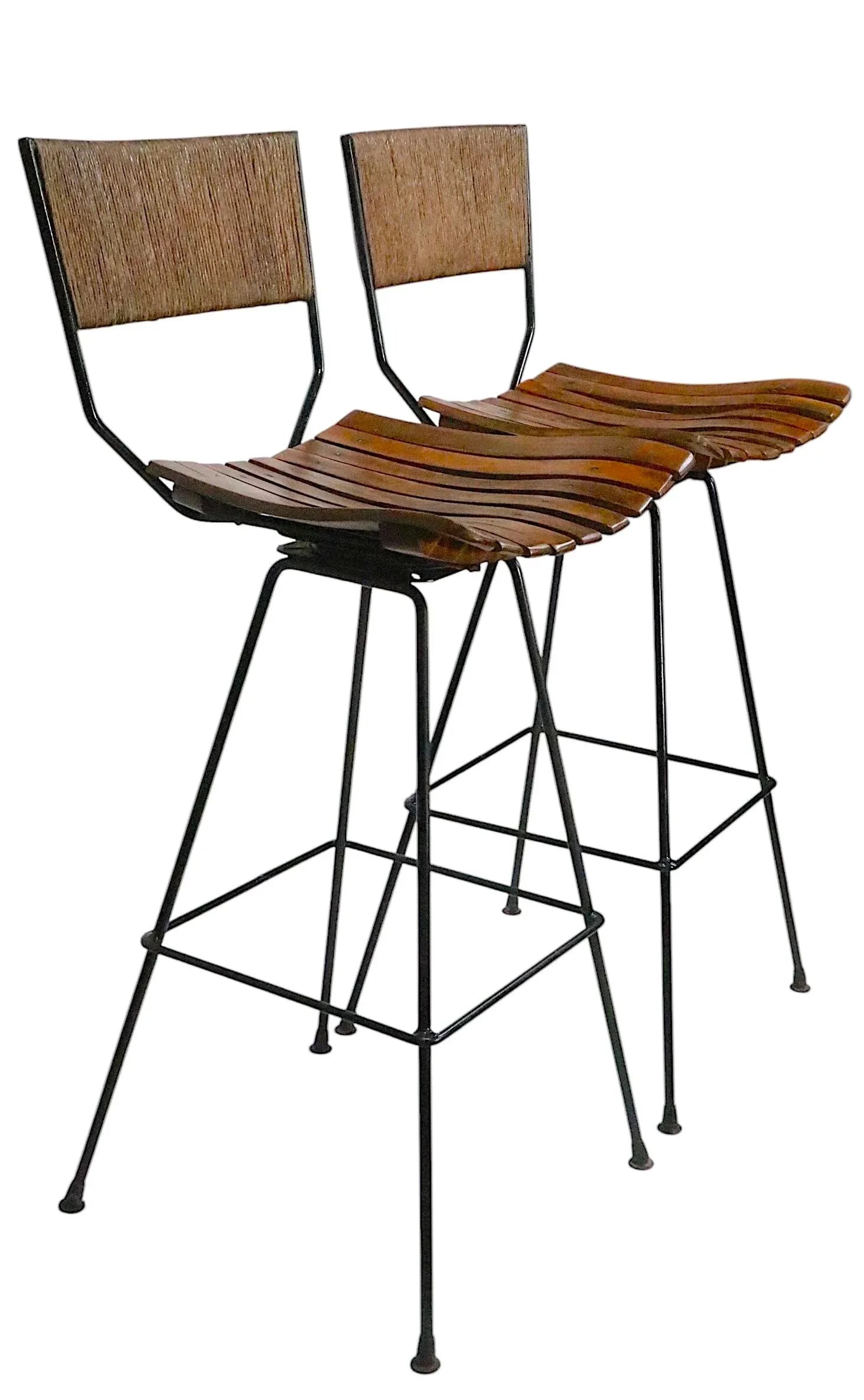 Pr. Mid Century Umanoff for Raymor Swivel Bar Stools C. 1960's - 3