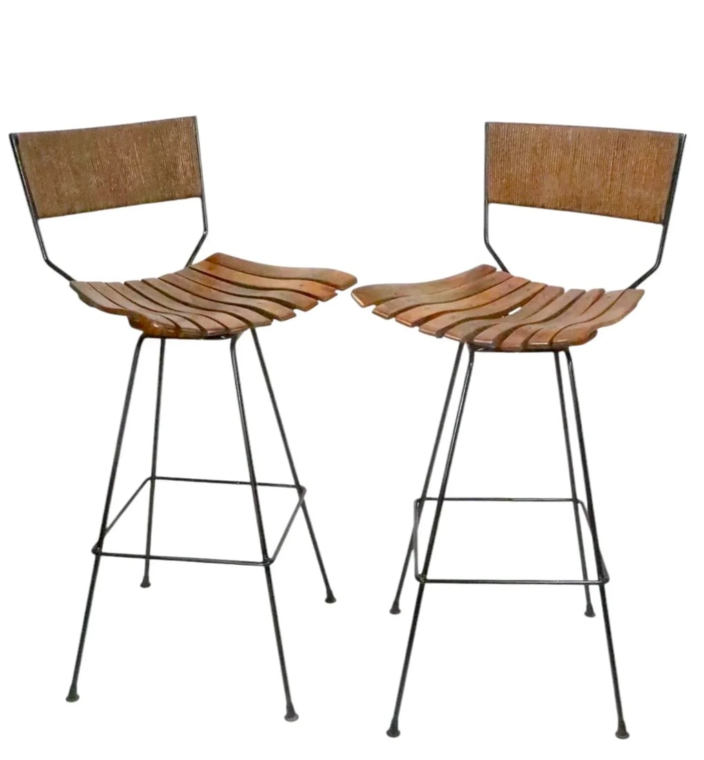 Pr. Mid Century Umanoff for Raymor Swivel Bar Stools C. 1960's - 4