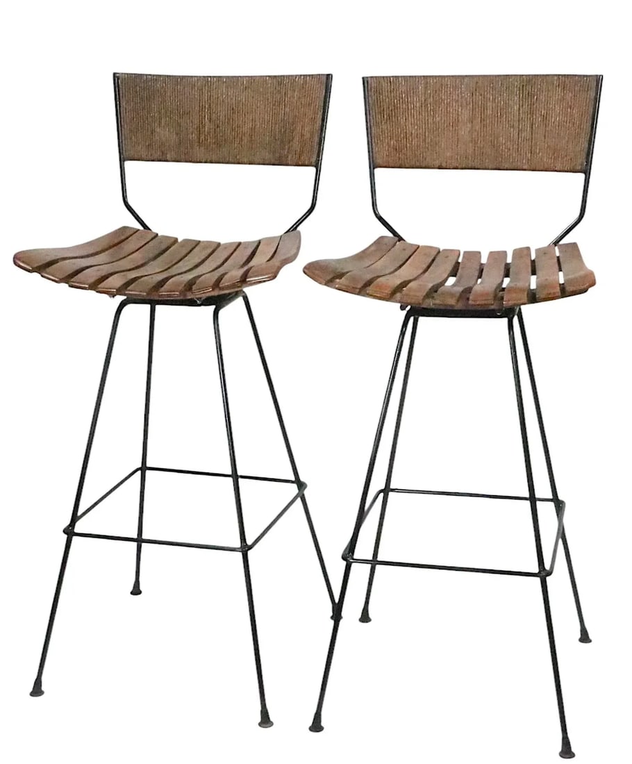 Pr. Mid Century Umanoff for Raymor Swivel Bar Stools C. 1960's - 7