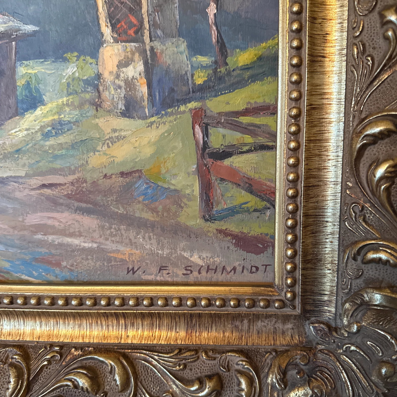Vintage Switzerland Mountain Landscape Oil on Board ~ Framed - 5