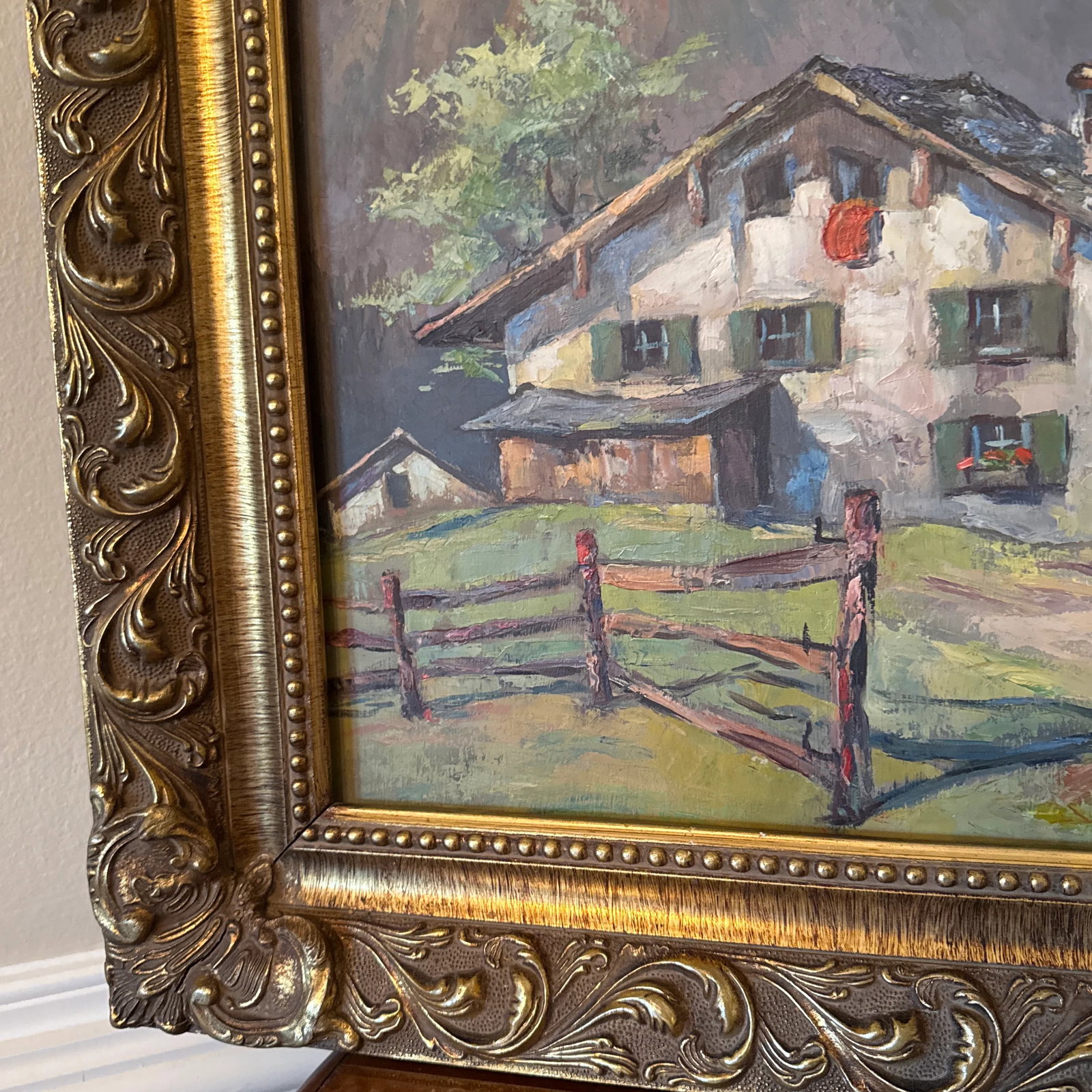 Vintage Switzerland Mountain Landscape Oil on Board ~ Framed - 7