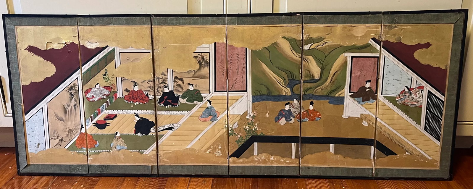 Small Japanese 18th Century Edo / Tokugawa Period Six-Part Hand Painted Japanese Screen on Paper Wit - 2