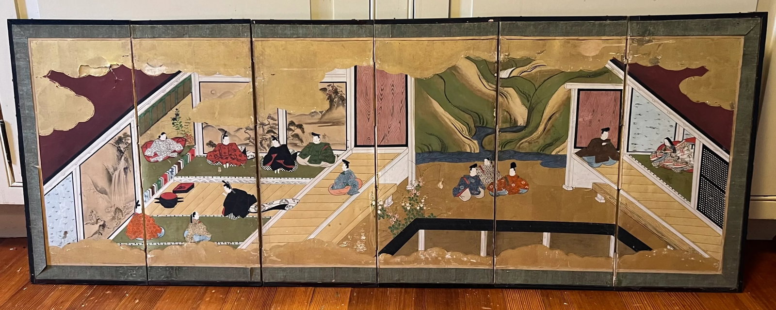 Small Japanese 18th Century Edo / Tokugawa Period Six-Part Hand Painted Japanese Screen on Paper Wit - 3