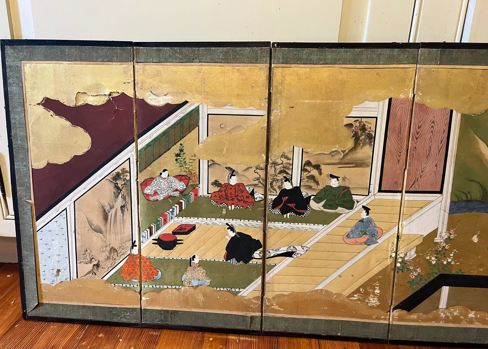 Small Japanese 18th Century Edo / Tokugawa Period Six-Part Hand Painted Japanese Screen on Paper Wit - 4