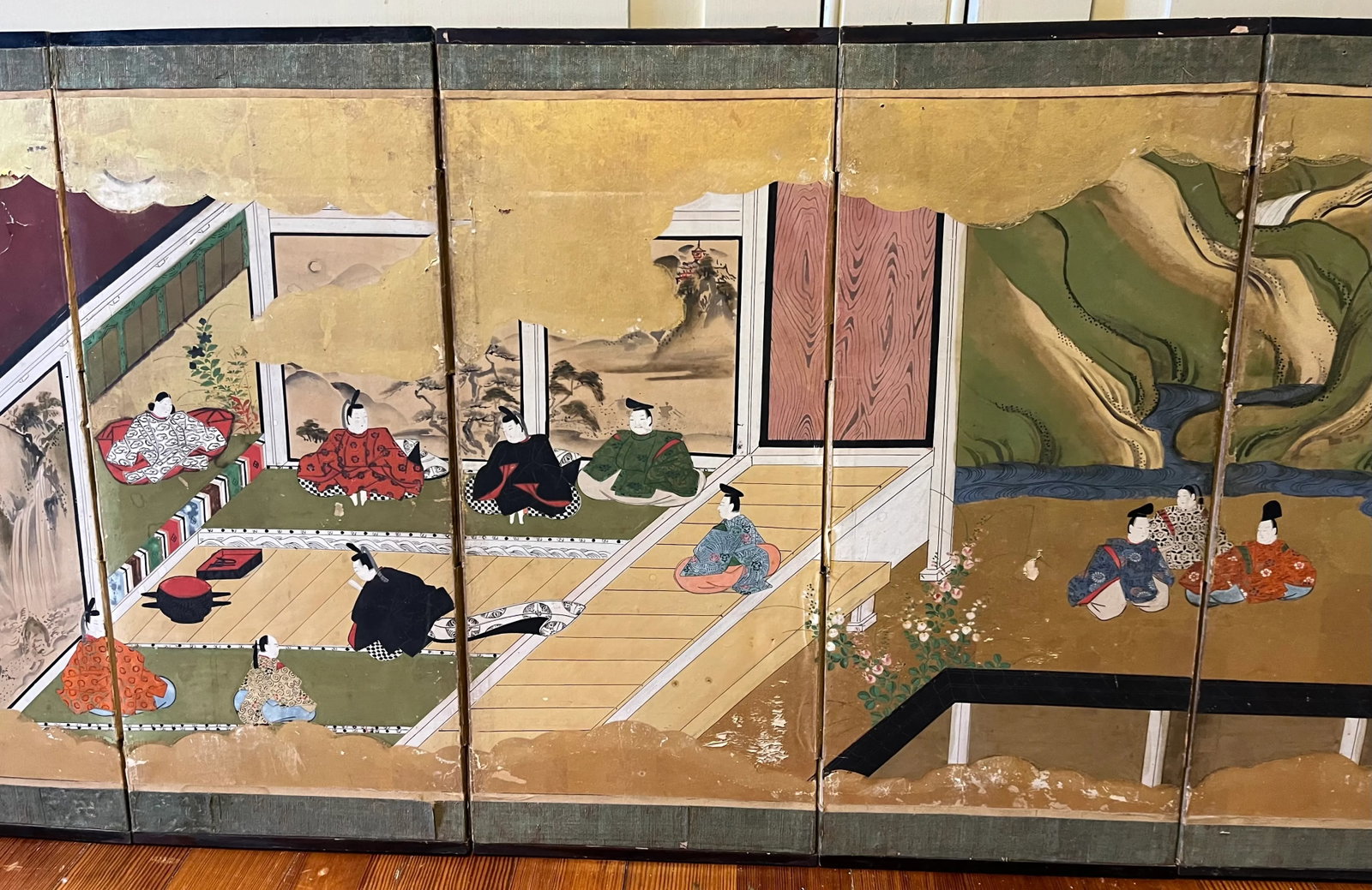 Small Japanese 18th Century Edo / Tokugawa Period Six-Part Hand Painted Japanese Screen on Paper Wit - 5