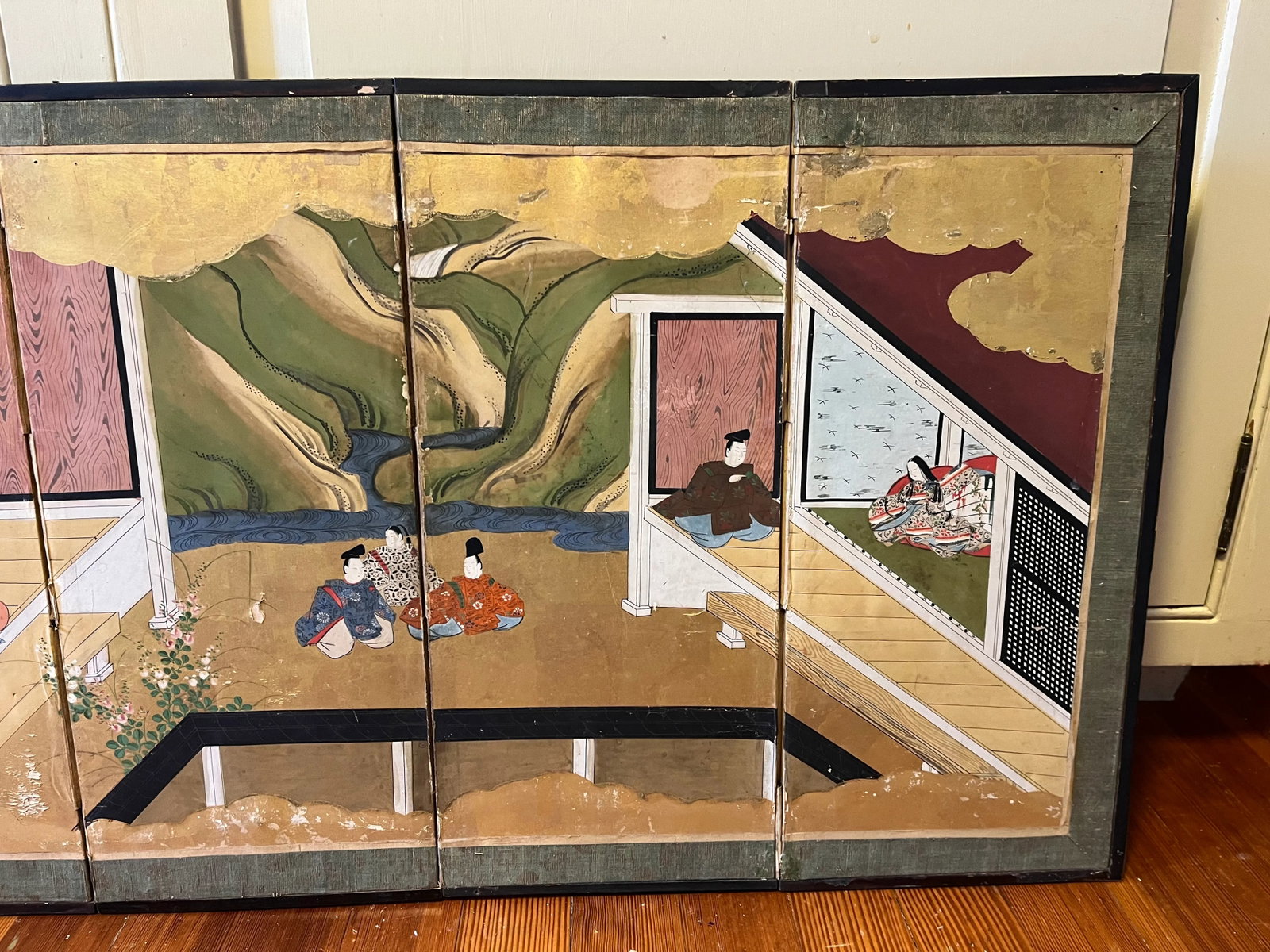 Small Japanese 18th Century Edo / Tokugawa Period Six-Part Hand Painted Japanese Screen on Paper Wit - 7