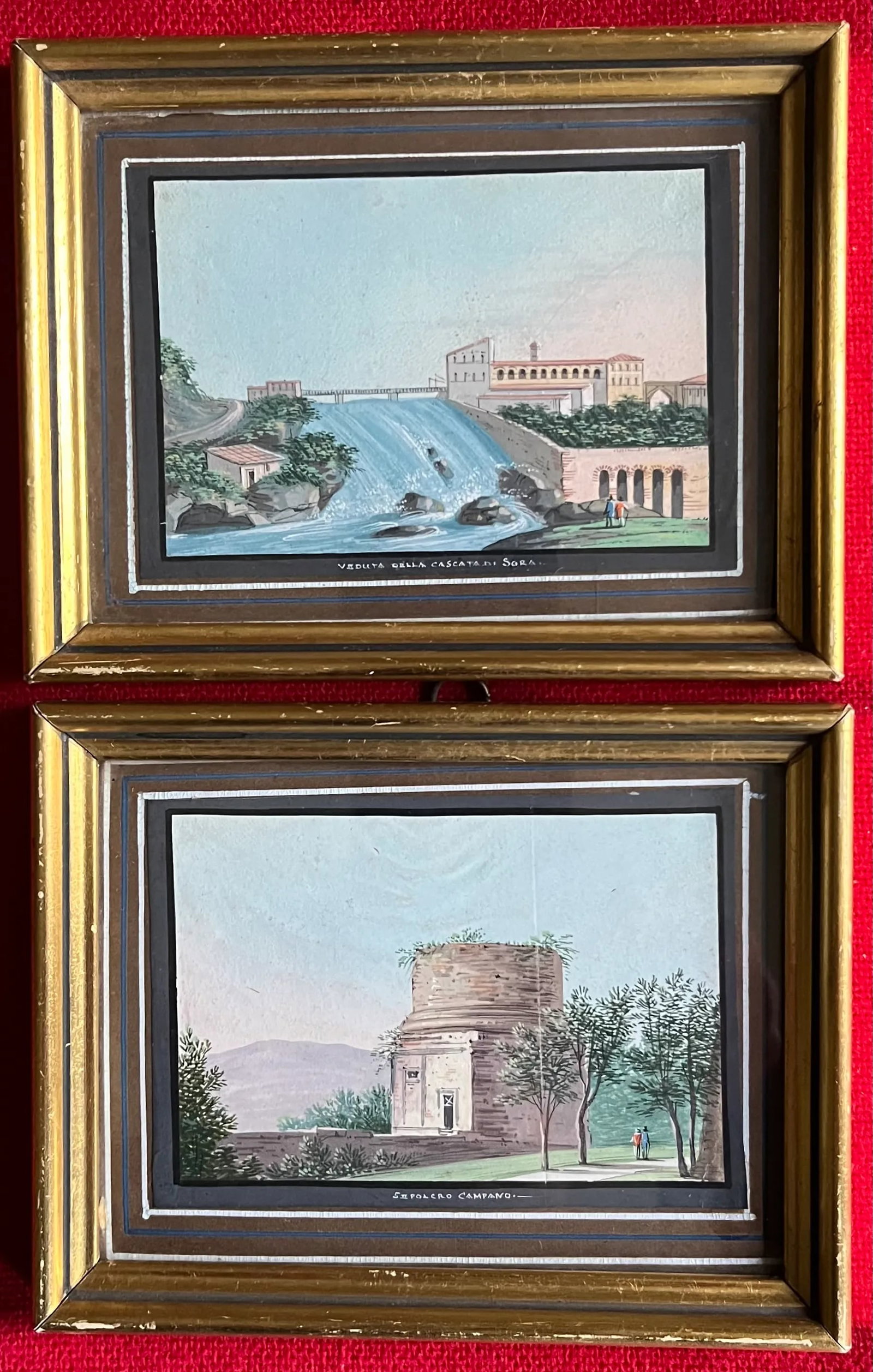 Antique 19th Century Italian Grand Tour Gouache Watercolor Paintings of Classical Architecture & Rui - 10