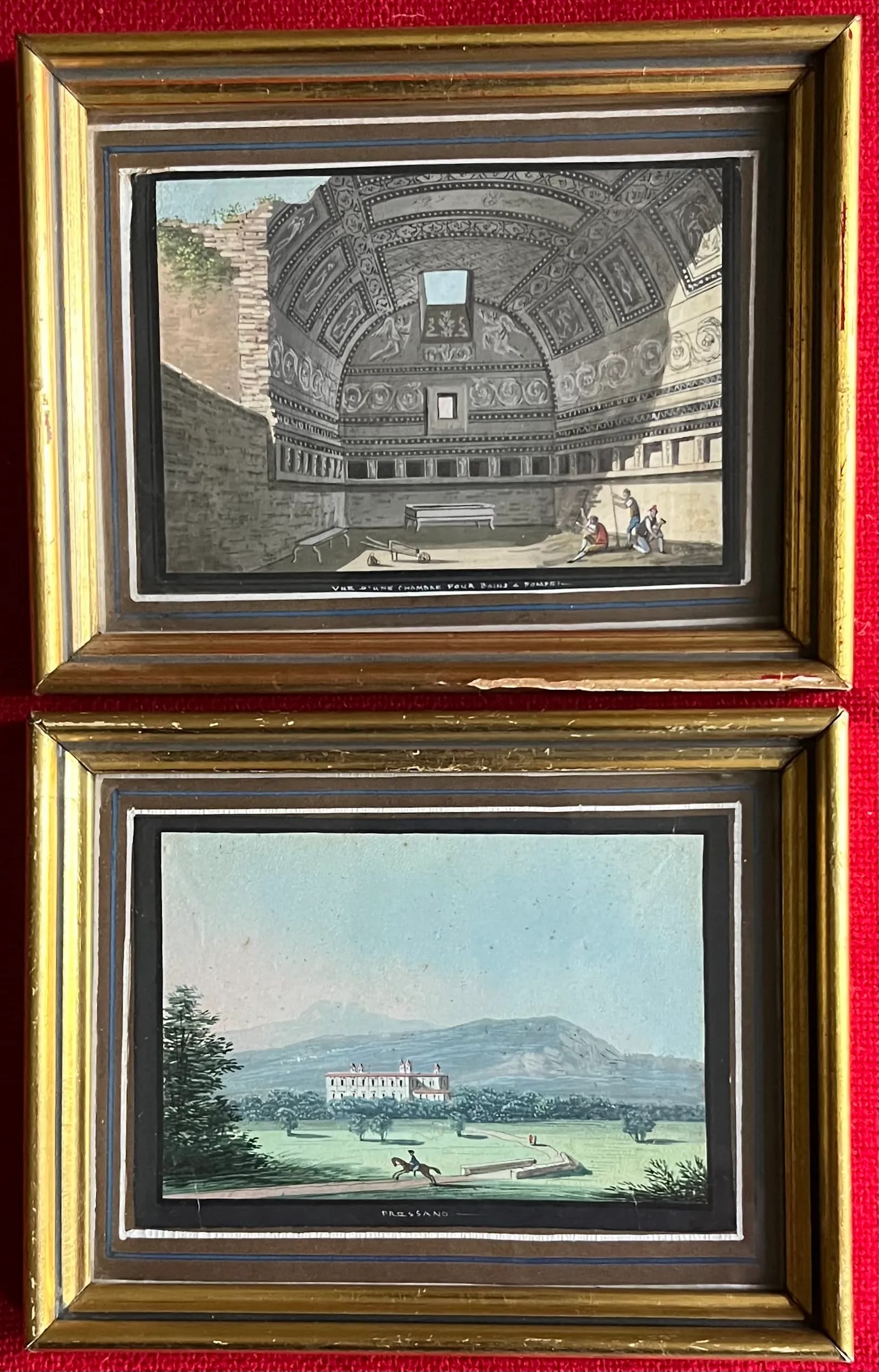 Antique 19th Century Italian Grand Tour Gouache Watercolor Paintings of Classical Architecture & Rui - 11
