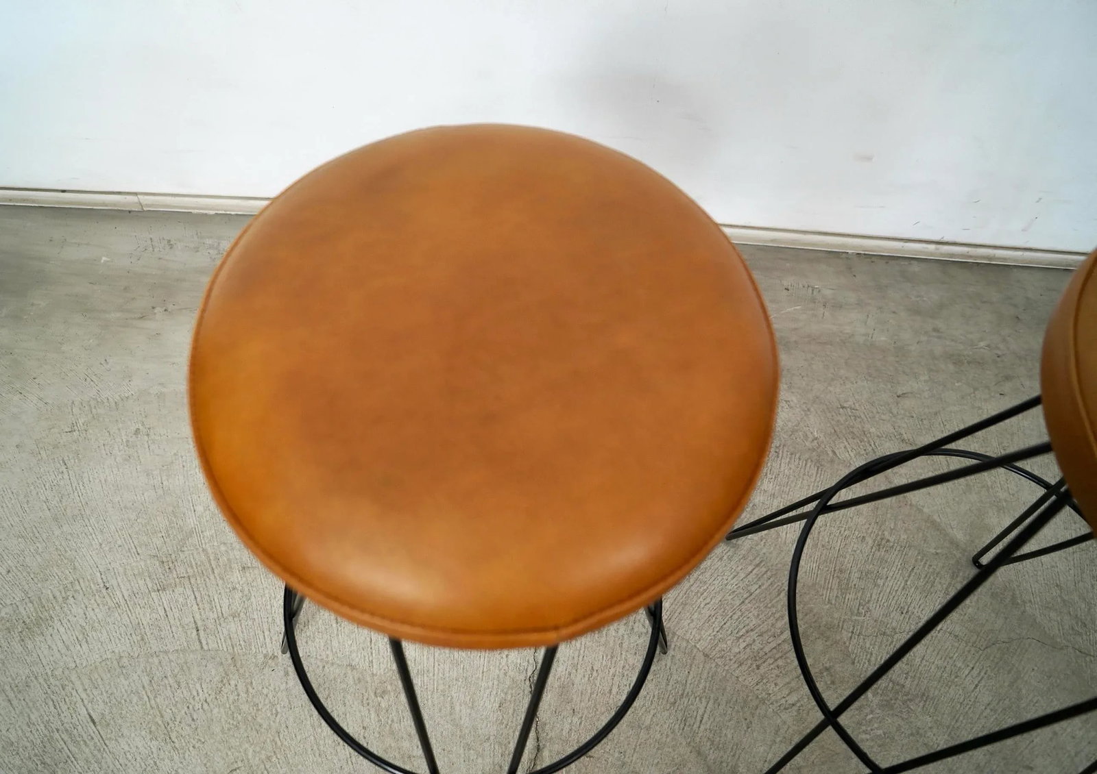 1950's Mid-Century Modern Leather Hairpin Bar Stools - a Pair - 10