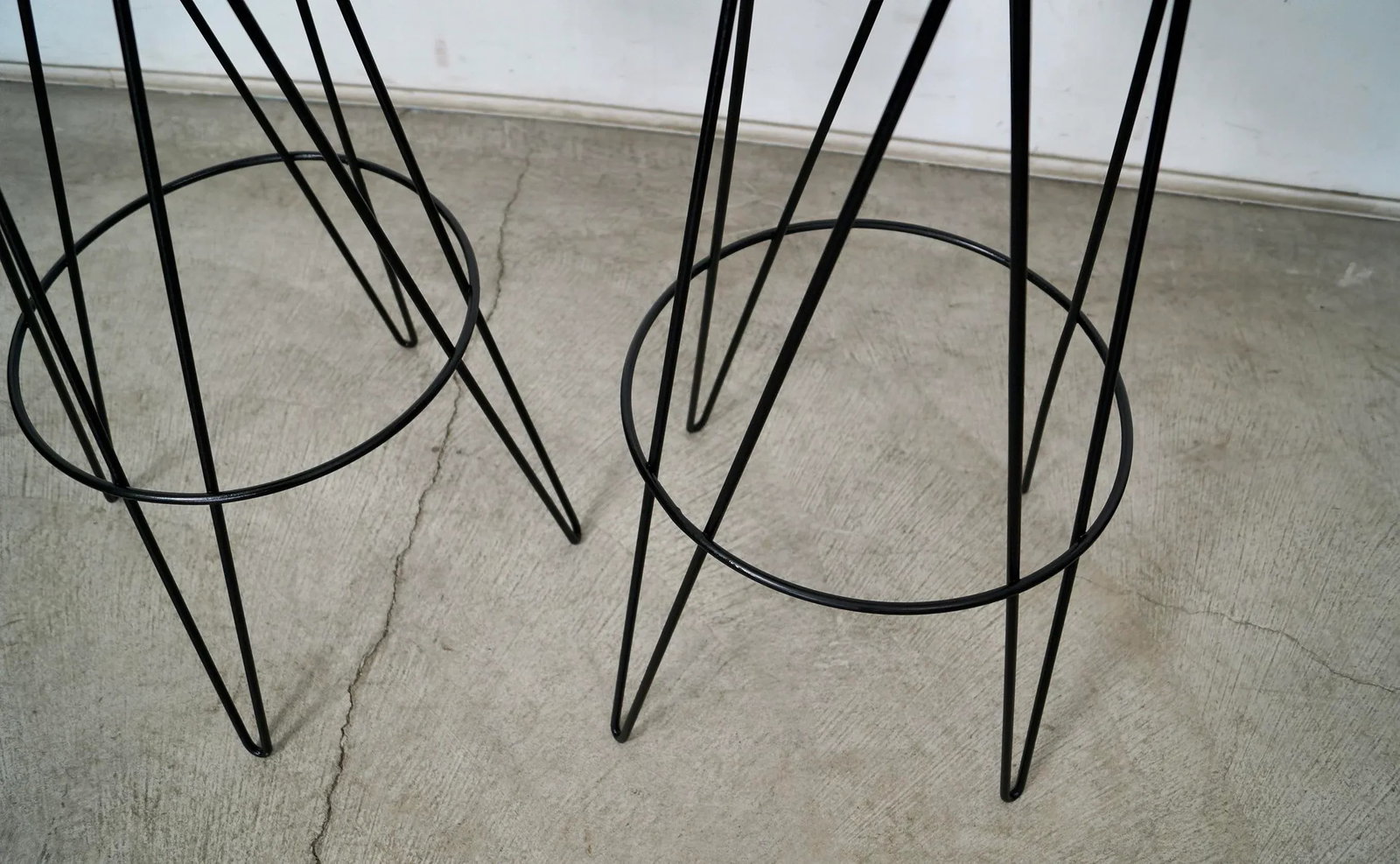 1950's Mid-Century Modern Leather Hairpin Bar Stools - a Pair - 11