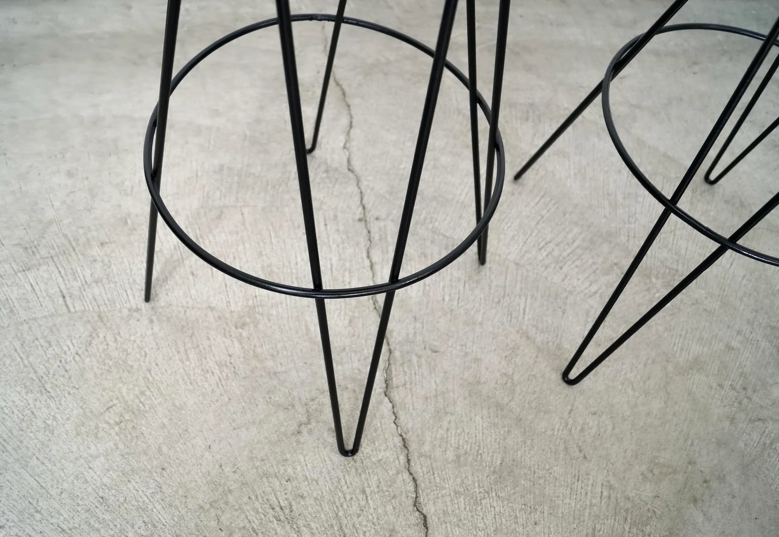 1950's Mid-Century Modern Leather Hairpin Bar Stools - a Pair - 12
