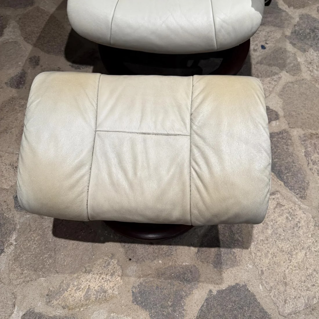 Scandinavian Ekornes Stressless Recliner White Lounge Chair + Ottoman - 5