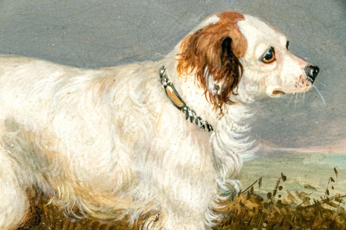 Edmund Bristow (English, 1787-1876) Dog Oil Painting on Board Portrait of a Favorite Spaniel in Land - 3