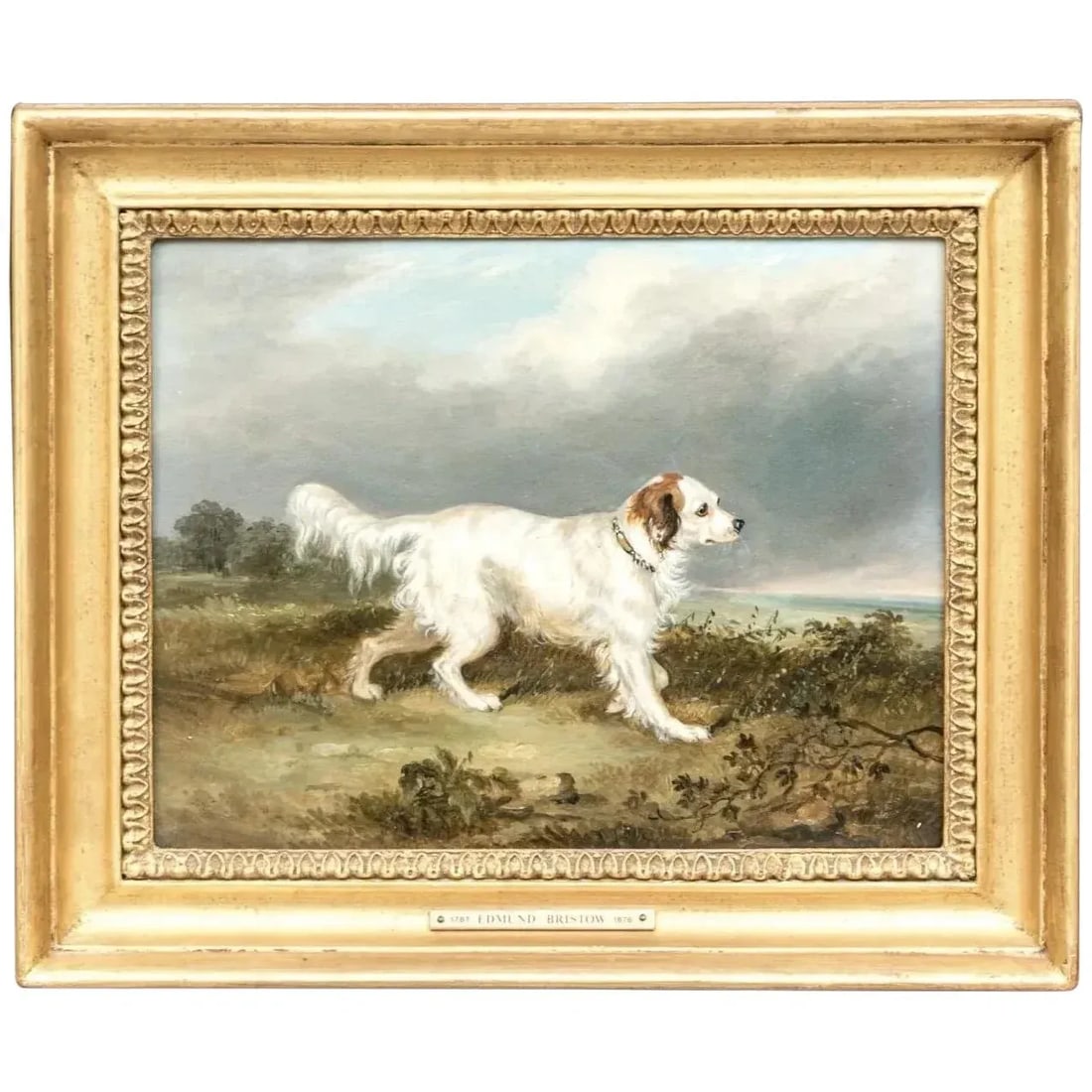 Edmund Bristow (English, 1787-1876) Dog Oil Painting on Board Portrait of a Favorite Spaniel in Land - 4