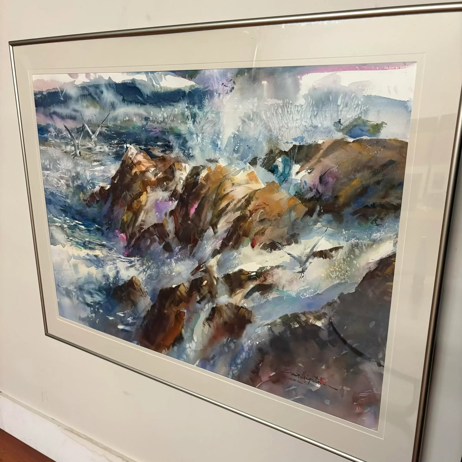 Brent Heighton Watercolor Painting "Alluring" - Framed Coastal Seascape - 2