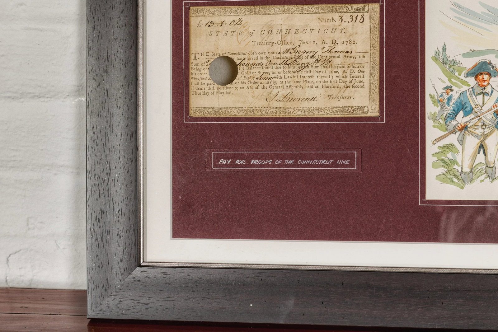 1780s American Revolutionary War Bond, State of Connecticut in Black Frame - 10