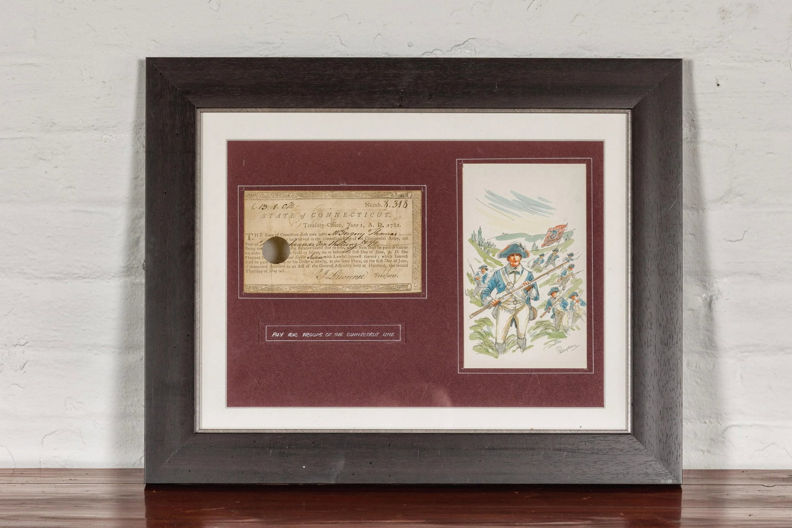 1780s American Revolutionary War Bond, State of Connecticut in Black Frame - 5