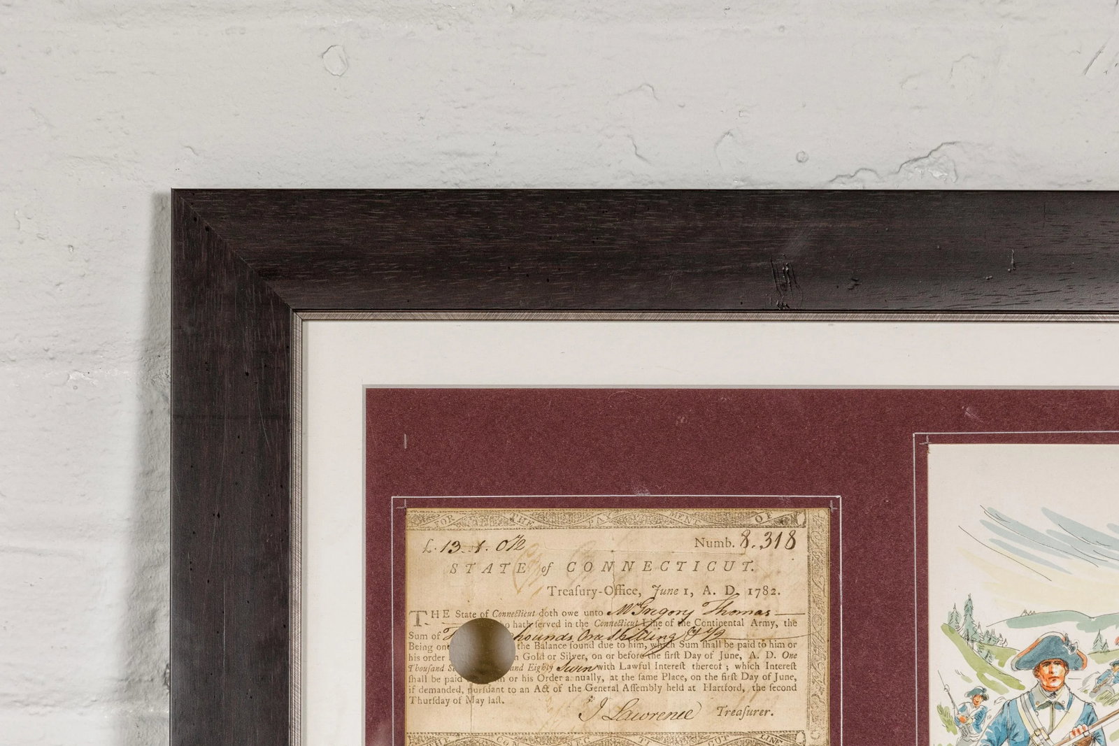 1780s American Revolutionary War Bond, State of Connecticut in Black Frame - 7