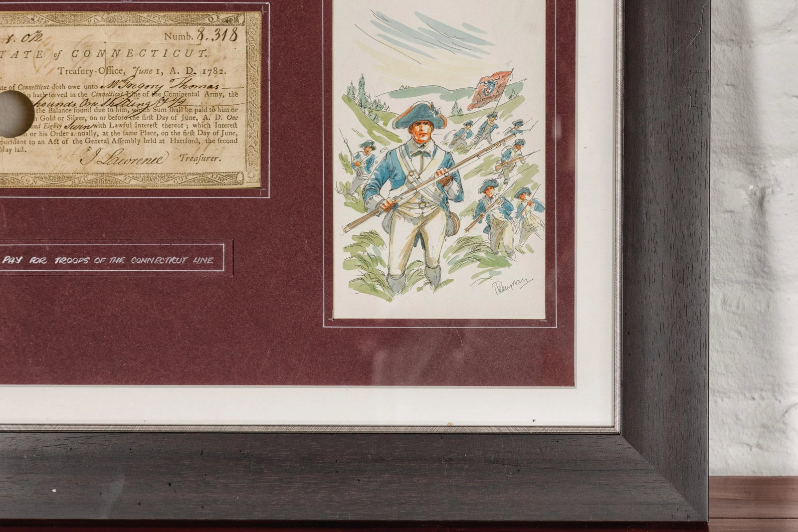 1780s American Revolutionary War Bond, State of Connecticut in Black Frame - 9