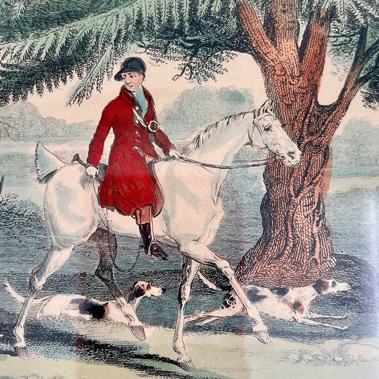 Antique Framed Hand Colored Engravings Equestrian Hunt Scenes R. Pollard & Sons London 1822 - A Pair - 10