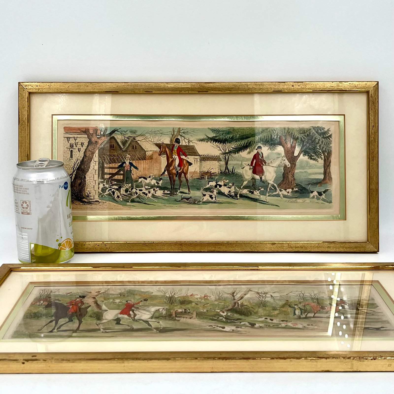 Antique Framed Hand Colored Engravings Equestrian Hunt Scenes R. Pollard & Sons London 1822 - A Pair - 2