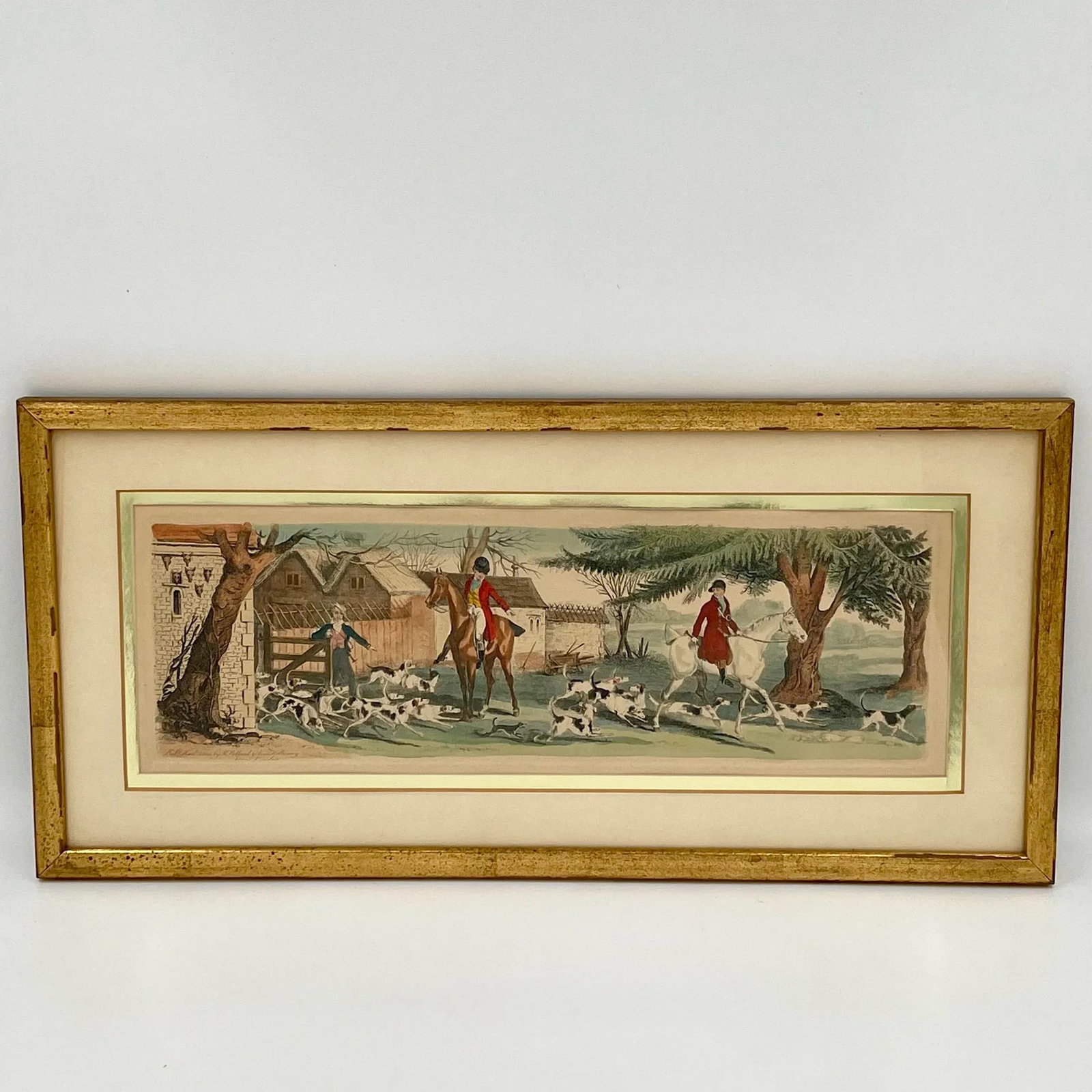 Antique Framed Hand Colored Engravings Equestrian Hunt Scenes R. Pollard & Sons London 1822 - A Pair - 3
