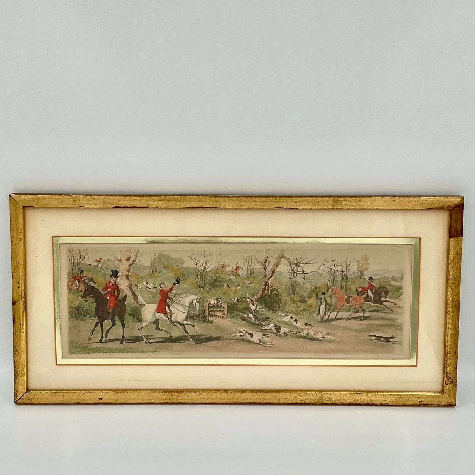 Antique Framed Hand Colored Engravings Equestrian Hunt Scenes R. Pollard & Sons London 1822 - A Pair - 4