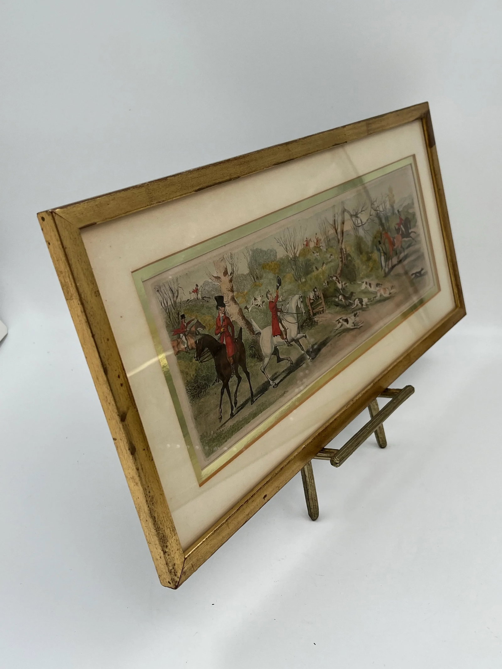 Antique Framed Hand Colored Engravings Equestrian Hunt Scenes R. Pollard & Sons London 1822 - A Pair - 5