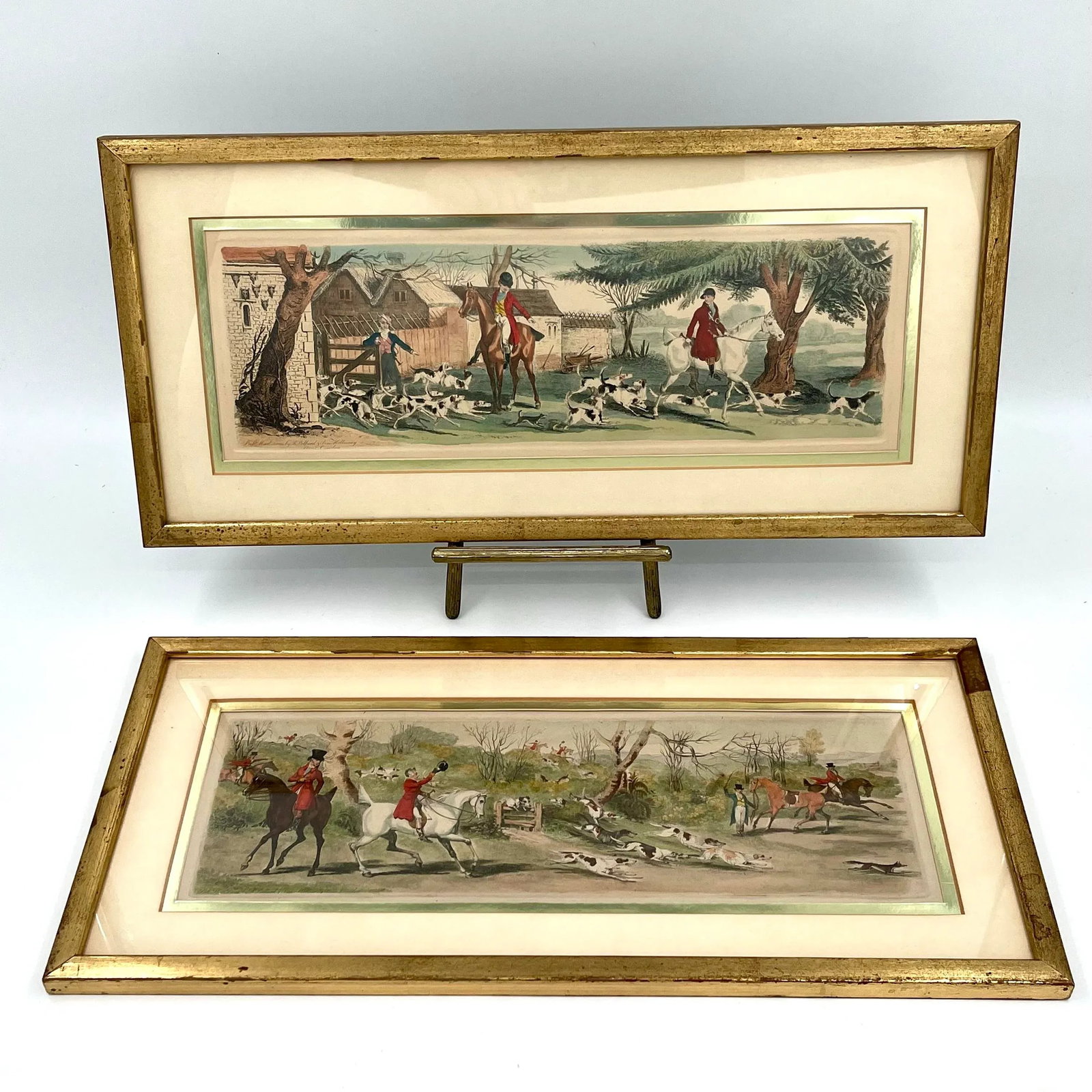 Antique Framed Hand Colored Engravings Equestrian Hunt Scenes R. Pollard & Sons London 1822 - A Pair - 6