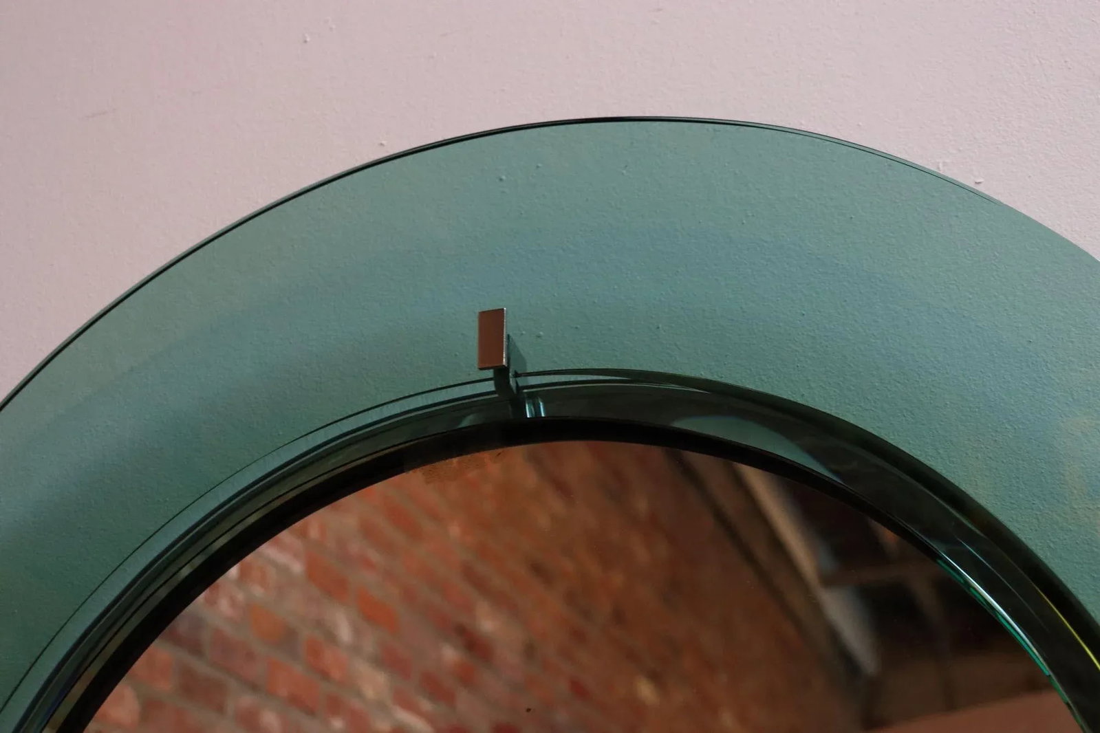 Pair of Vintage Italian Green Glass Teardrop Form Wall Mirrors by Cristal Arte - 11