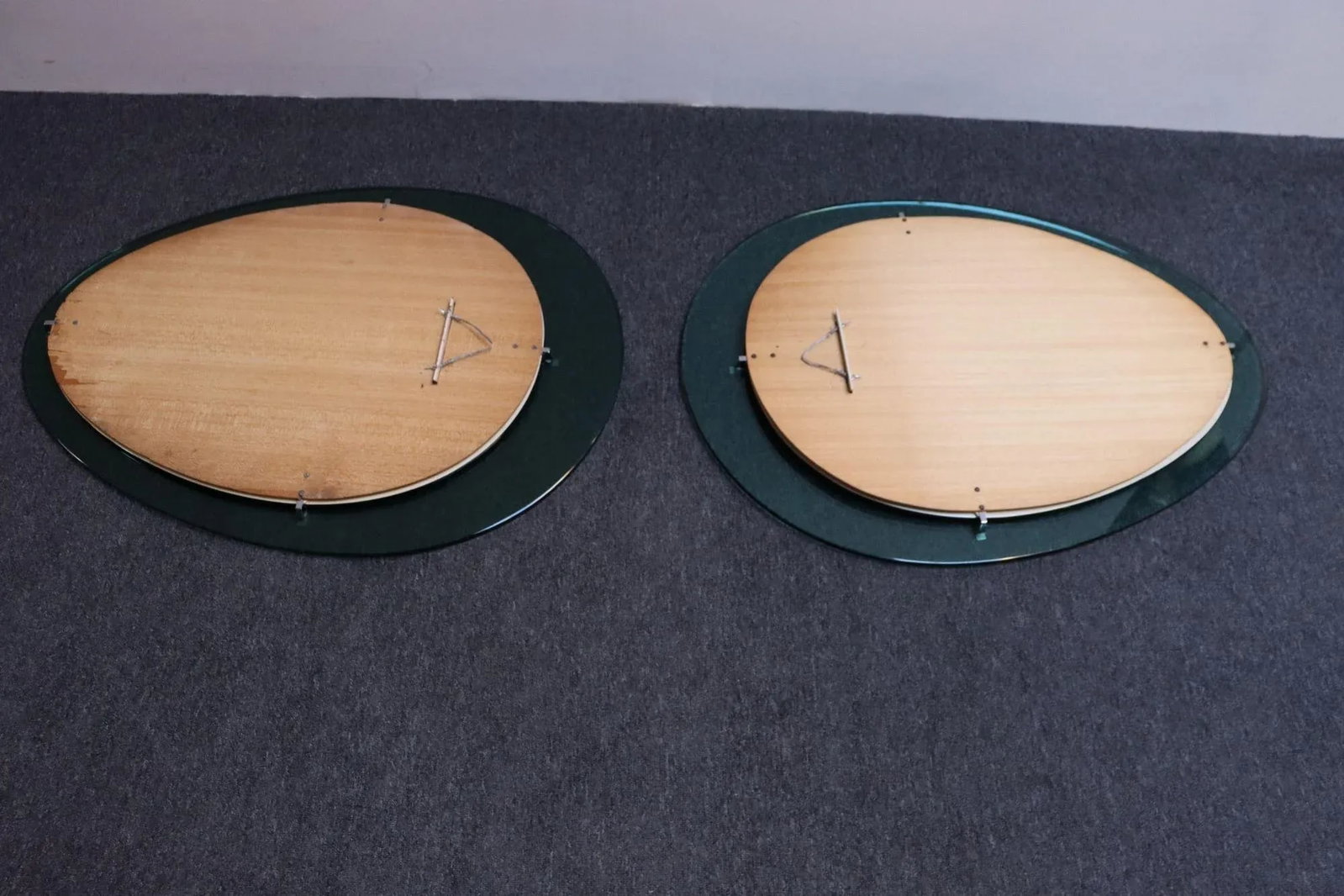 Pair of Vintage Italian Green Glass Teardrop Form Wall Mirrors by Cristal Arte - 5